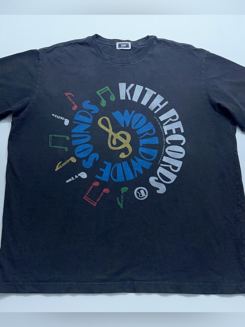 KITH Records Logo T-Shirt Mens Size XXL “Worldwide Sounds” Black Cotton
